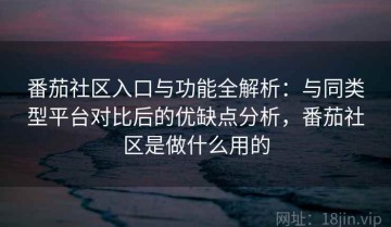 番茄社区入口与功能全解析：与同类型平台对比后的优缺点分析，番茄社区是做什么用的