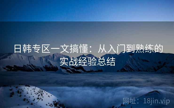 日韩专区一文搞懂：从入门到熟练的实战经验总结